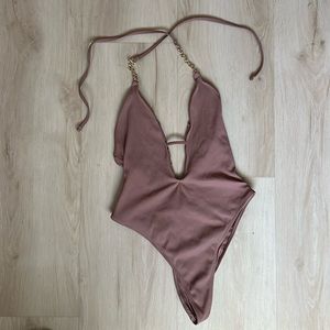 Tan one piece bathing suit